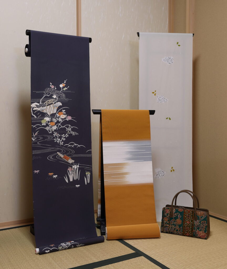 御所解訪問着 本爪掻綴れ帯 辻が花染の小紋 |染と呉服はっとり