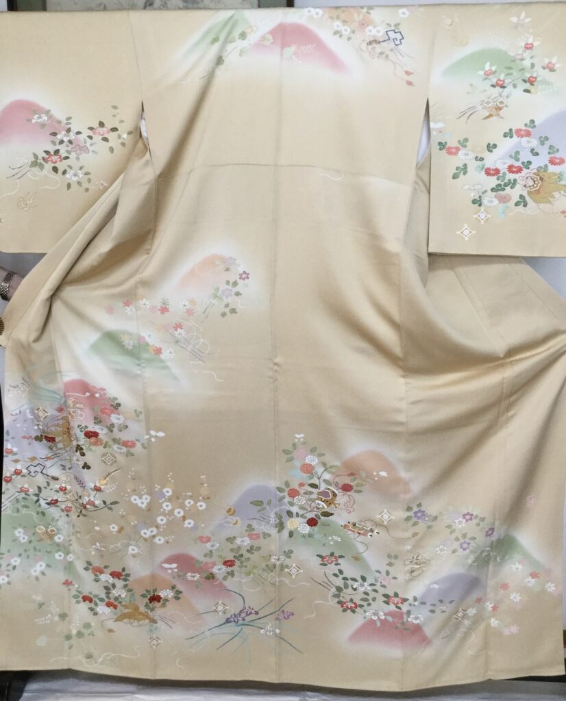 母として着る着物 訪問着 薄イエロー山ぼかし 七五三 |染と呉服はっとり