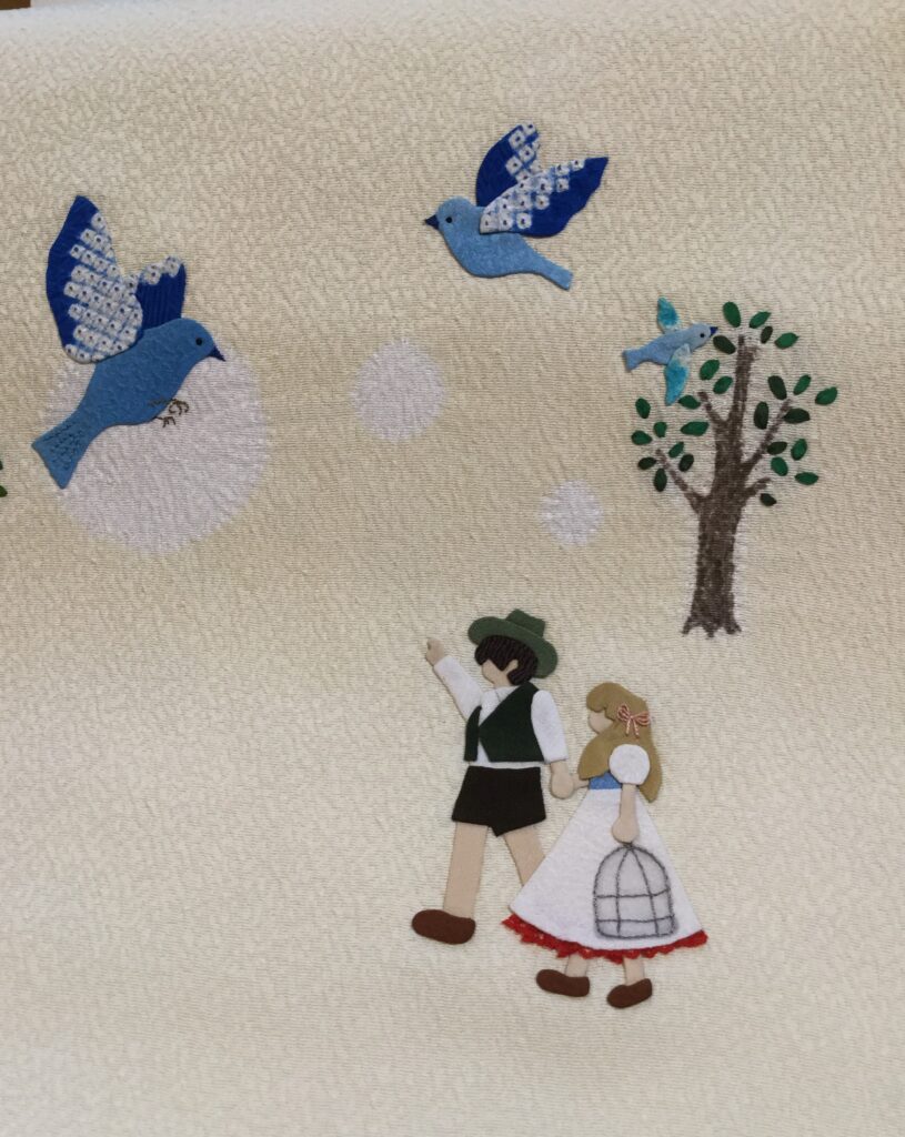 子供の着物　七五三　染帯アップリケ　｜染と呉服はっとり