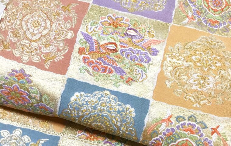 袋帯　着物の格　正倉院華文に鴛鴦格天井　｜染と呉服はっとり　