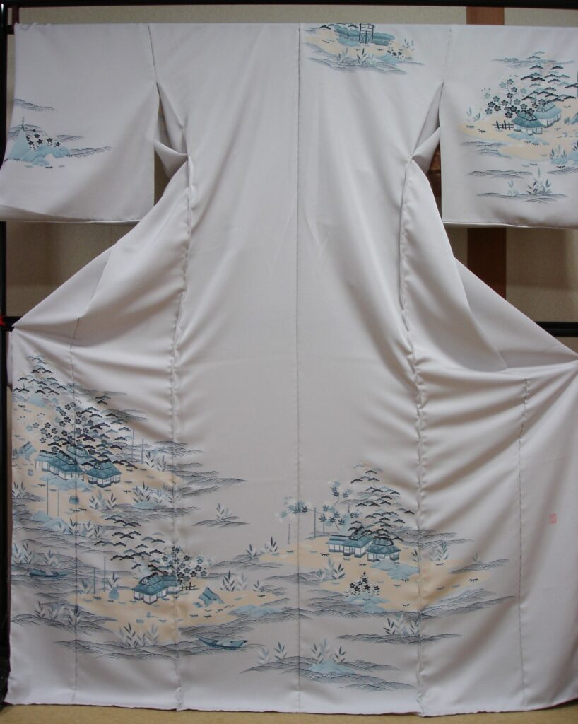 訪問着　グレー　茶や辻柄　お茶席に最適
