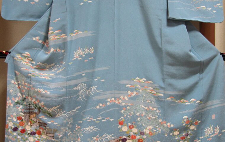 訪問着　ブルー地色に御所解