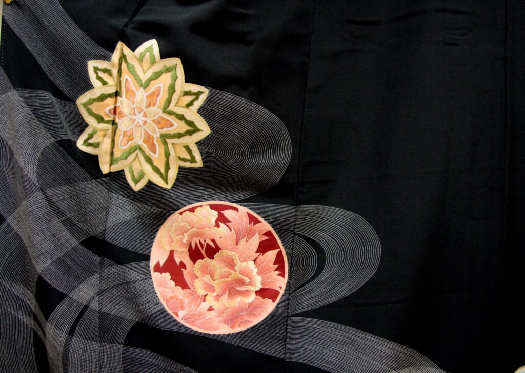 黒留袖　流水に華文　