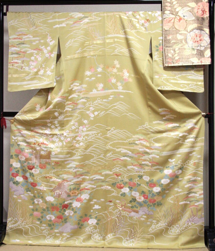 訪問着 浅黄色 御所解柄 袋帯