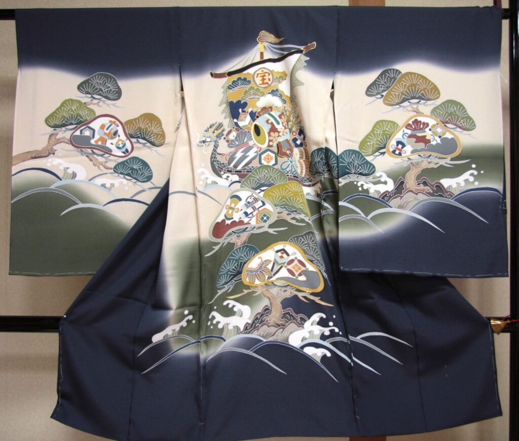 男児祝着　五葉松に鷹の柄