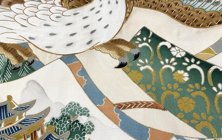 初着　鷹の柄　縁起良い柄