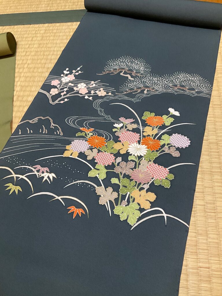 着付け練習に使う染帯 塩瀬の名古屋帯