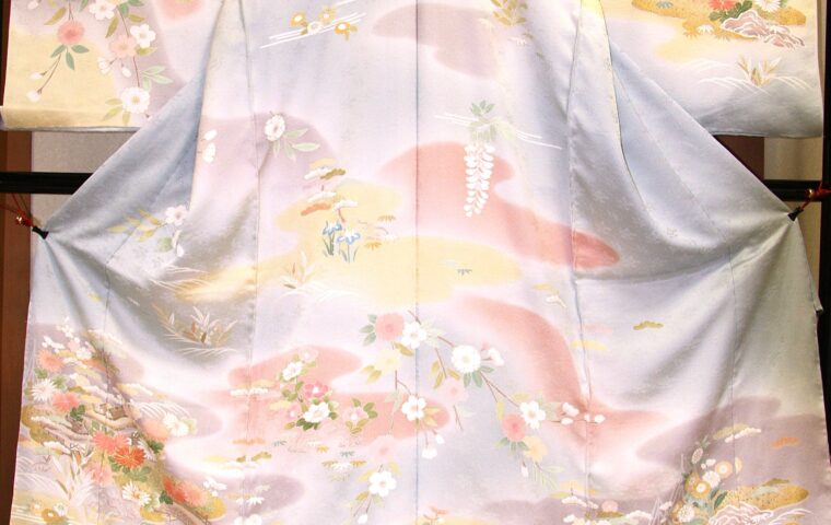 訪問着　総ぼかし草花　呉服店の敷居